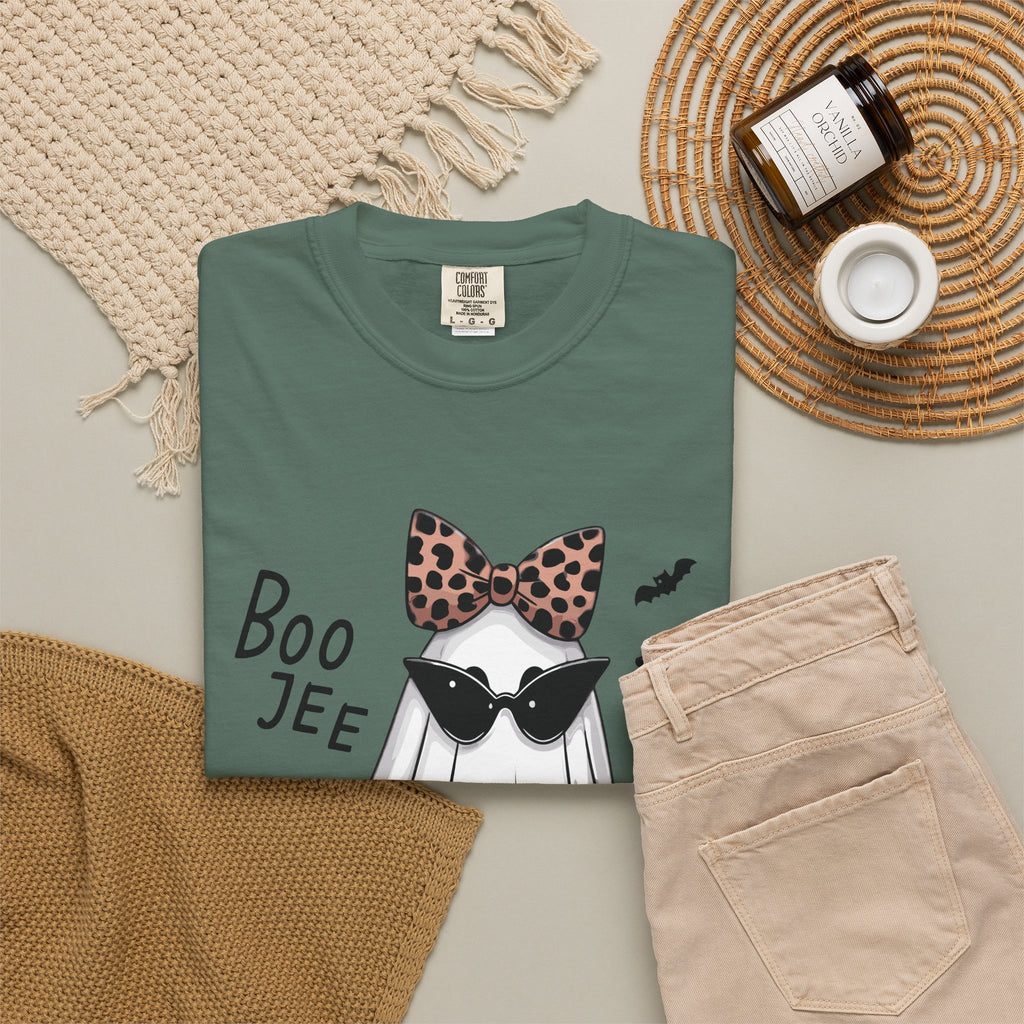 Boo Jee Leopard Ghost T‑Shirt — Cute Halloween Graphic Tee