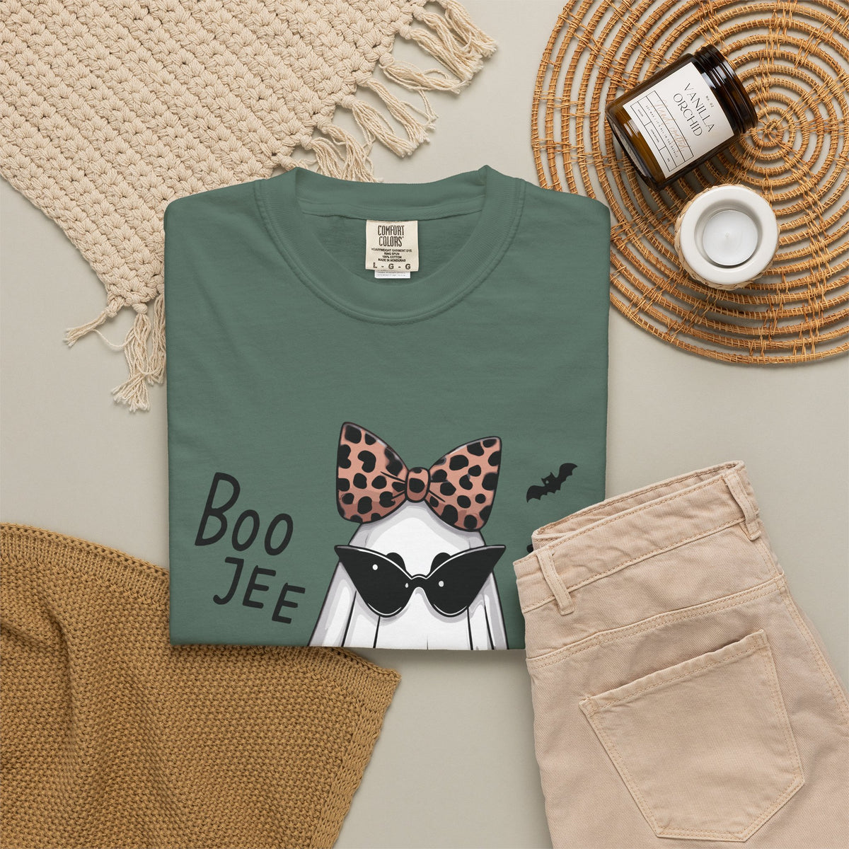 Boo Jee Leopard Ghost T‑Shirt — Cute Halloween Graphic Tee
