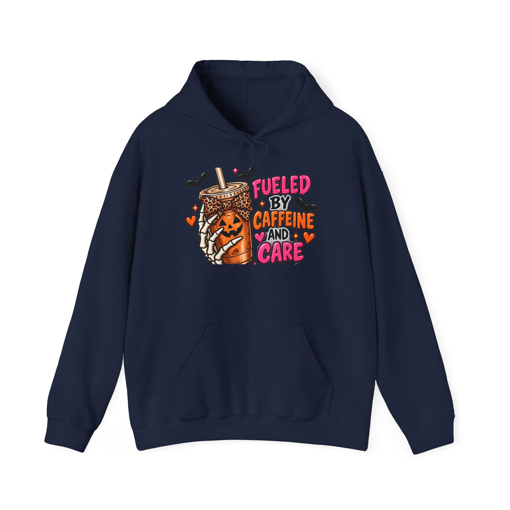 Hoodie — "Fueled by Caffeine and Care" Pumpkin Latte Graphic Hoodie
