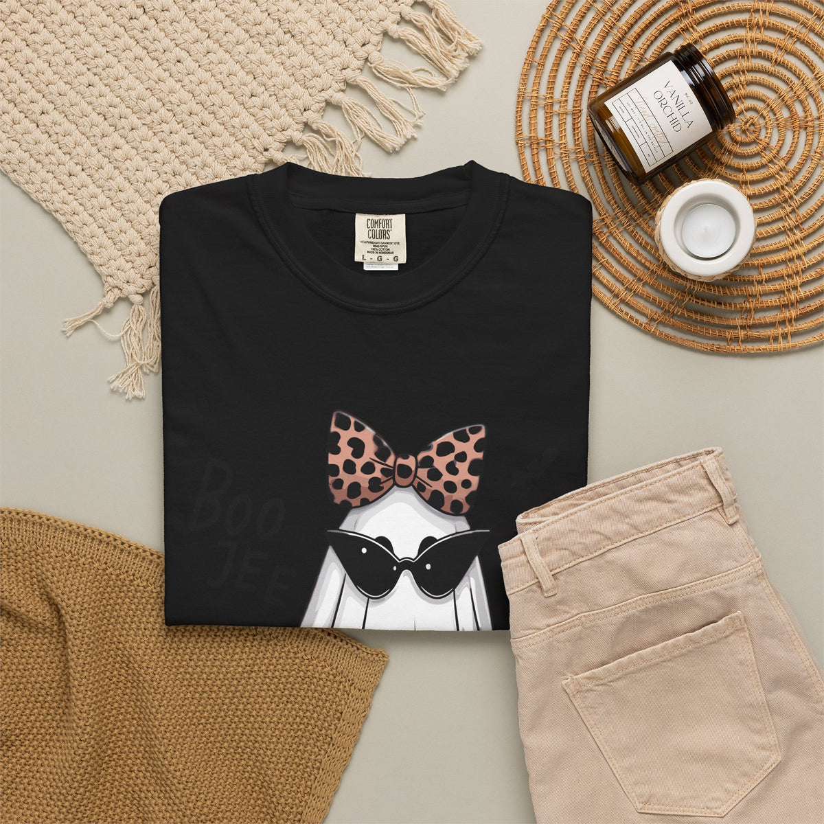 Boo Jee Leopard Ghost T‑Shirt — Cute Halloween Graphic Tee