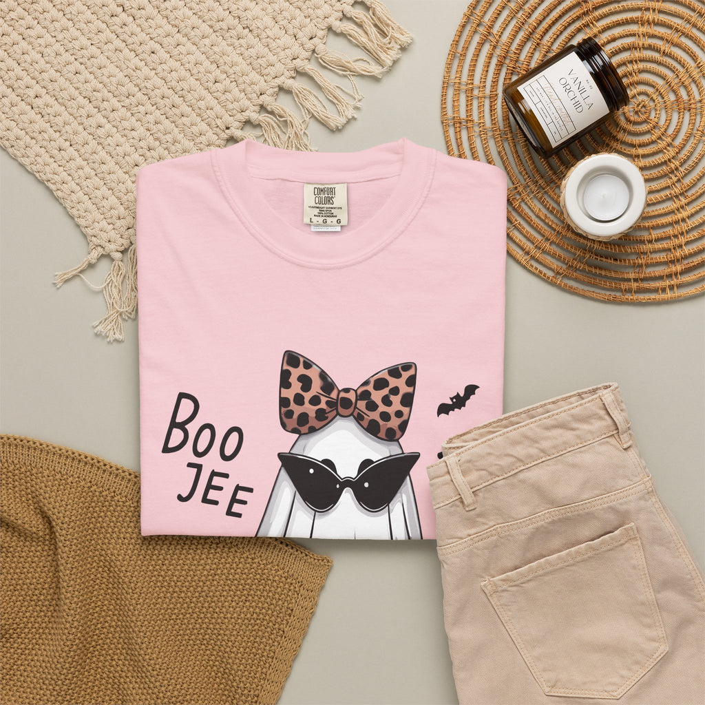 Boo Jee Leopard Ghost T‑Shirt — Cute Halloween Graphic Tee