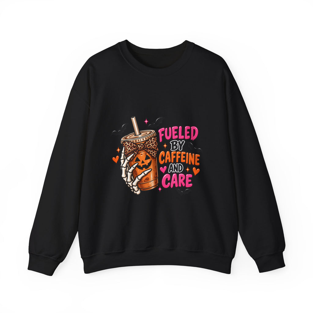 Halloween 'Fueled by Caffeine and Care' Sweatshirt