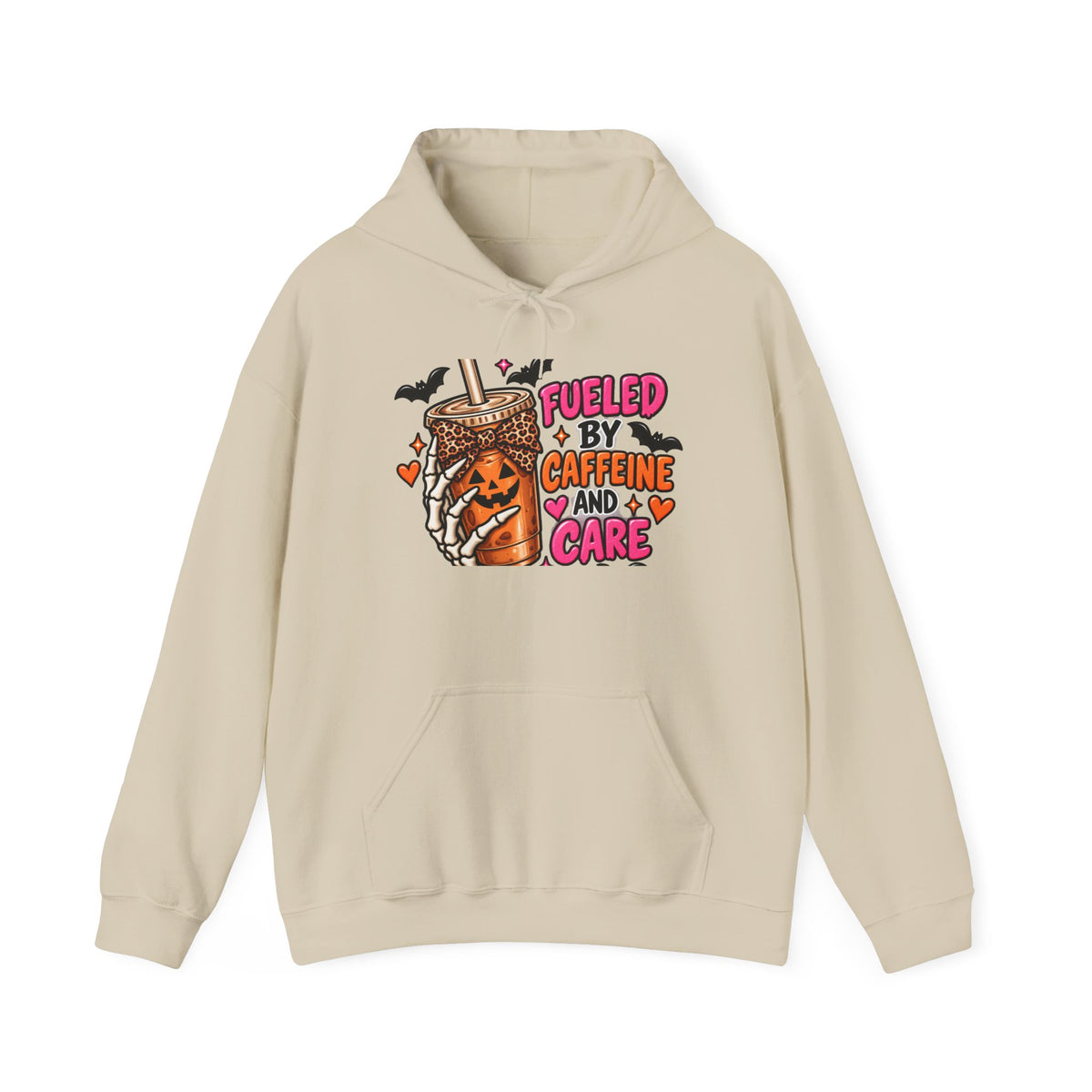 Hoodie — "Fueled by Caffeine and Care" Pumpkin Latte Graphic Hoodie