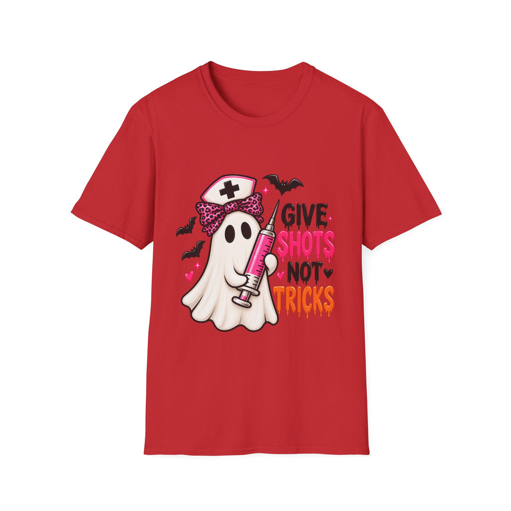 Halloween Nurse Ghost T‑Shirt — "Give Shots Not Tricks" Cute Medical Halloween Tee