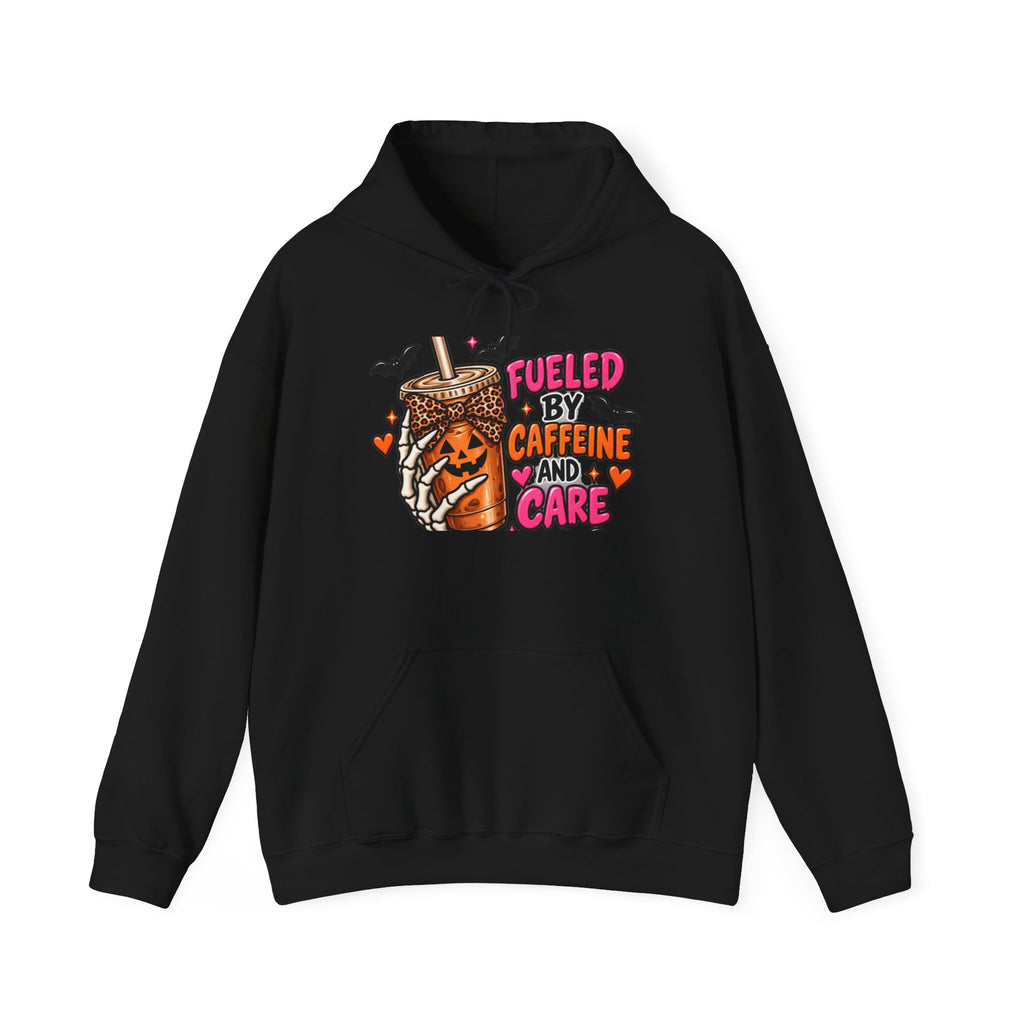 Hoodie — "Fueled by Caffeine and Care" Pumpkin Latte Graphic Hoodie