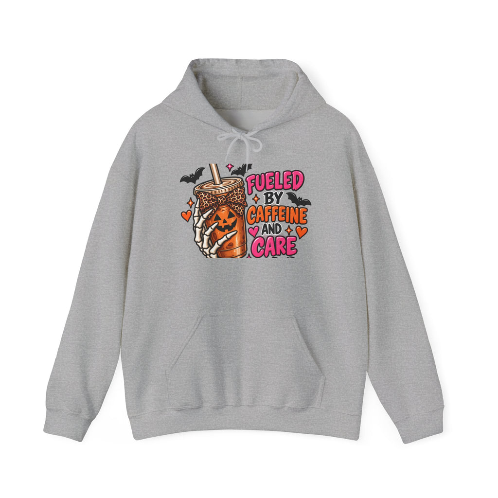 Hoodie — "Fueled by Caffeine and Care" Pumpkin Latte Graphic Hoodie