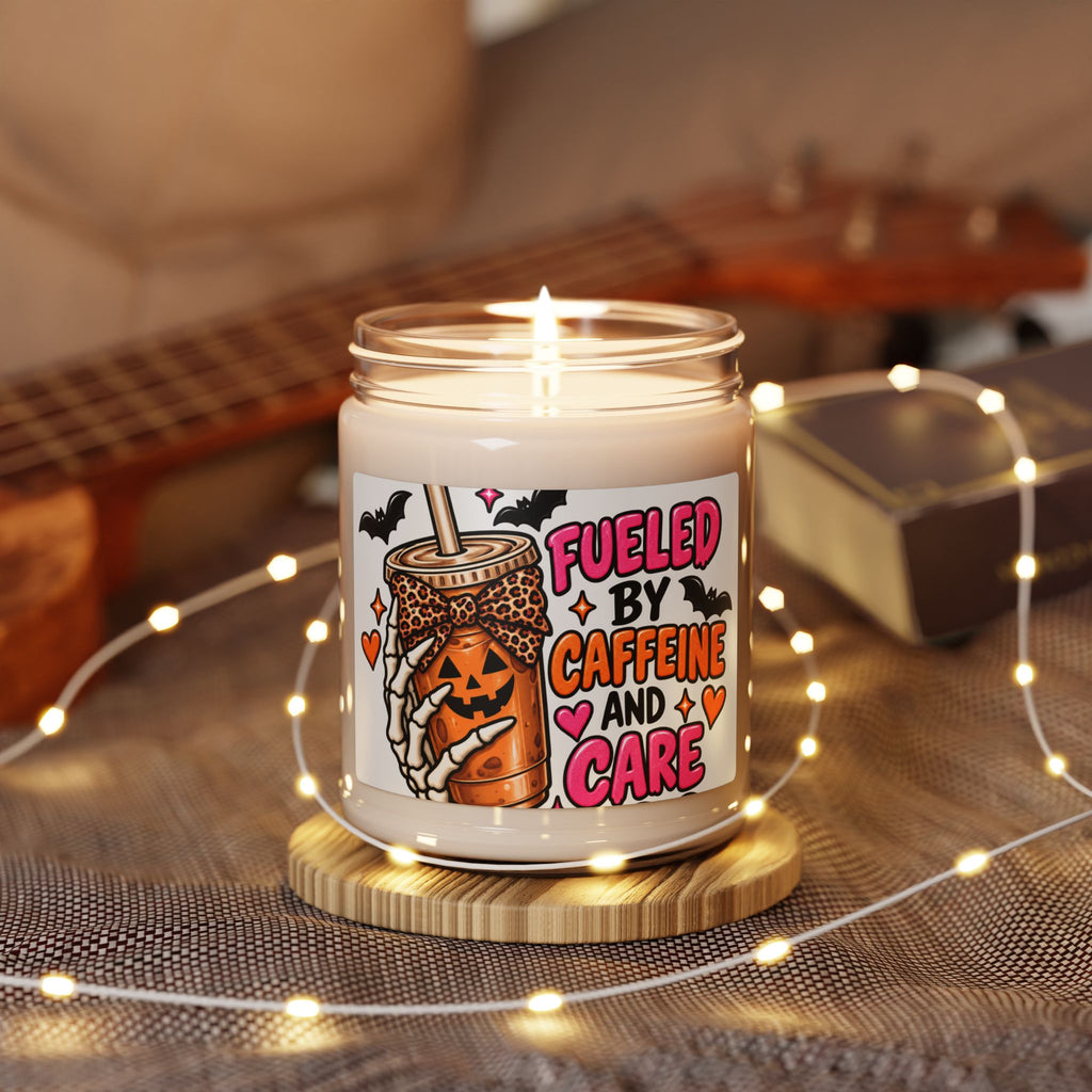 Fueled by Caffeine and Care Halloween Soy Candle — 9oz Scented Jar