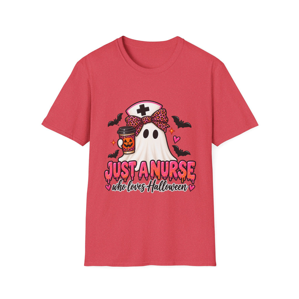 Halloween Nurse T‑Shirt – “Just a Nurse Who Loves Halloween” Ghost Design