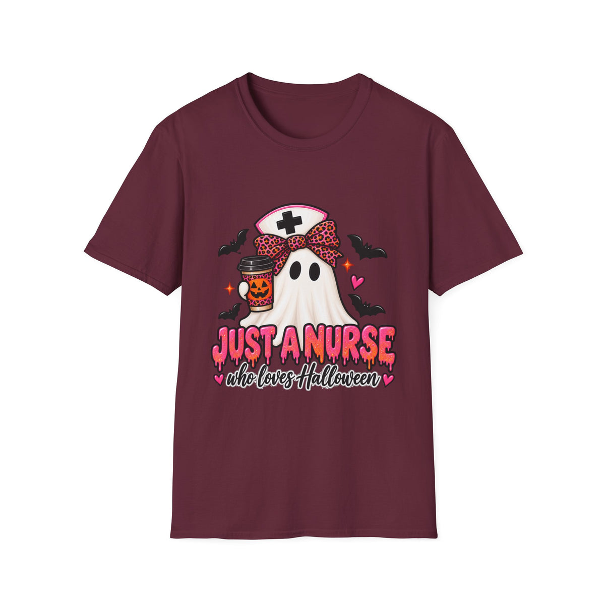 Halloween Nurse T‑Shirt – “Just a Nurse Who Loves Halloween” Ghost Design