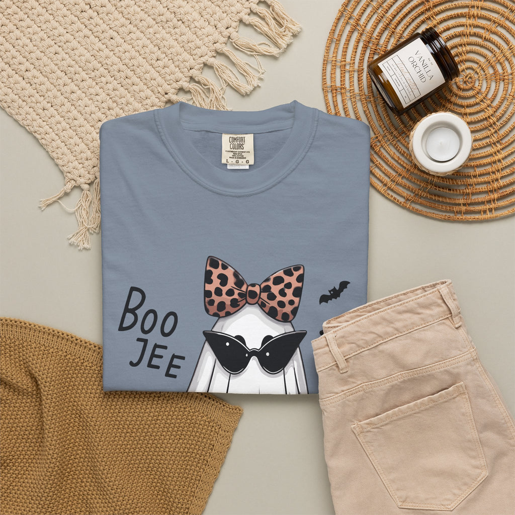 Boo Jee Leopard Ghost T‑Shirt — Cute Halloween Graphic Tee
