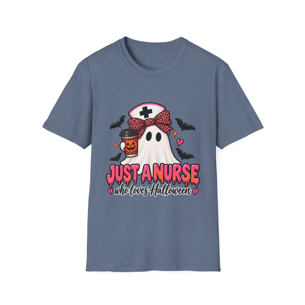 Halloween Nurse T‑Shirt – “Just a Nurse Who Loves Halloween” Ghost Design