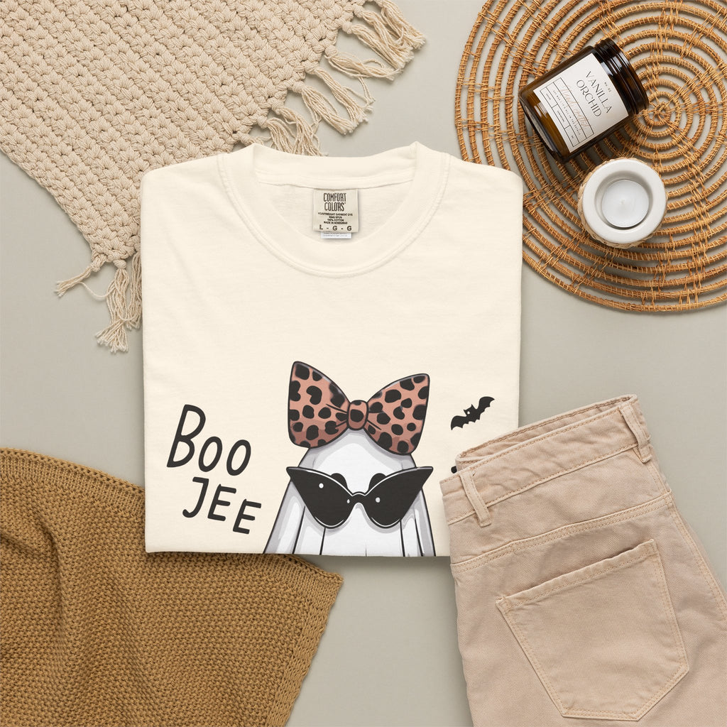 Boo Jee Leopard Ghost T‑Shirt — Cute Halloween Graphic Tee