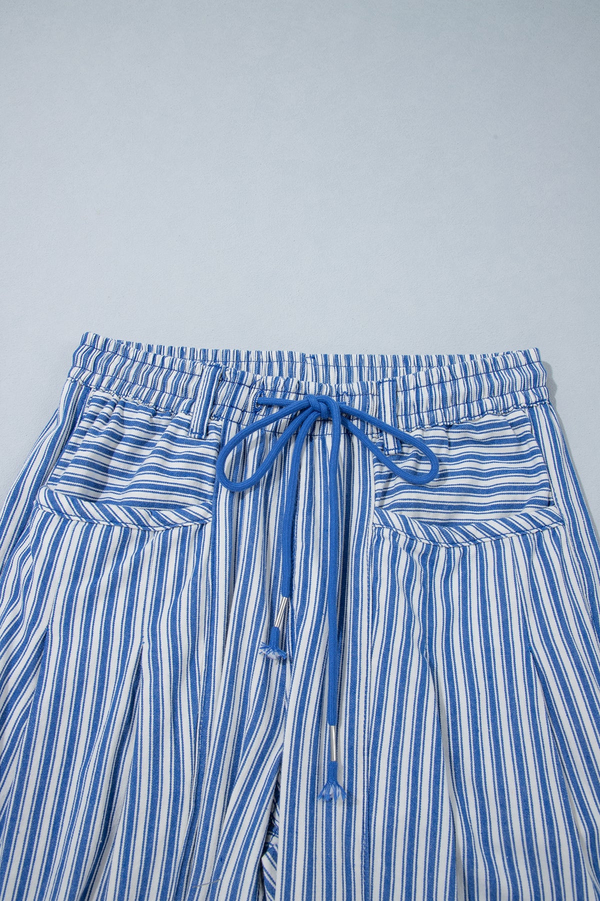 Blue Stripe Drawstring Casual Loose Pants