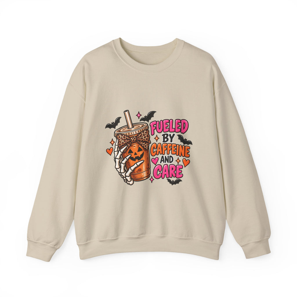 Halloween 'Fueled by Caffeine and Care' Sweatshirt