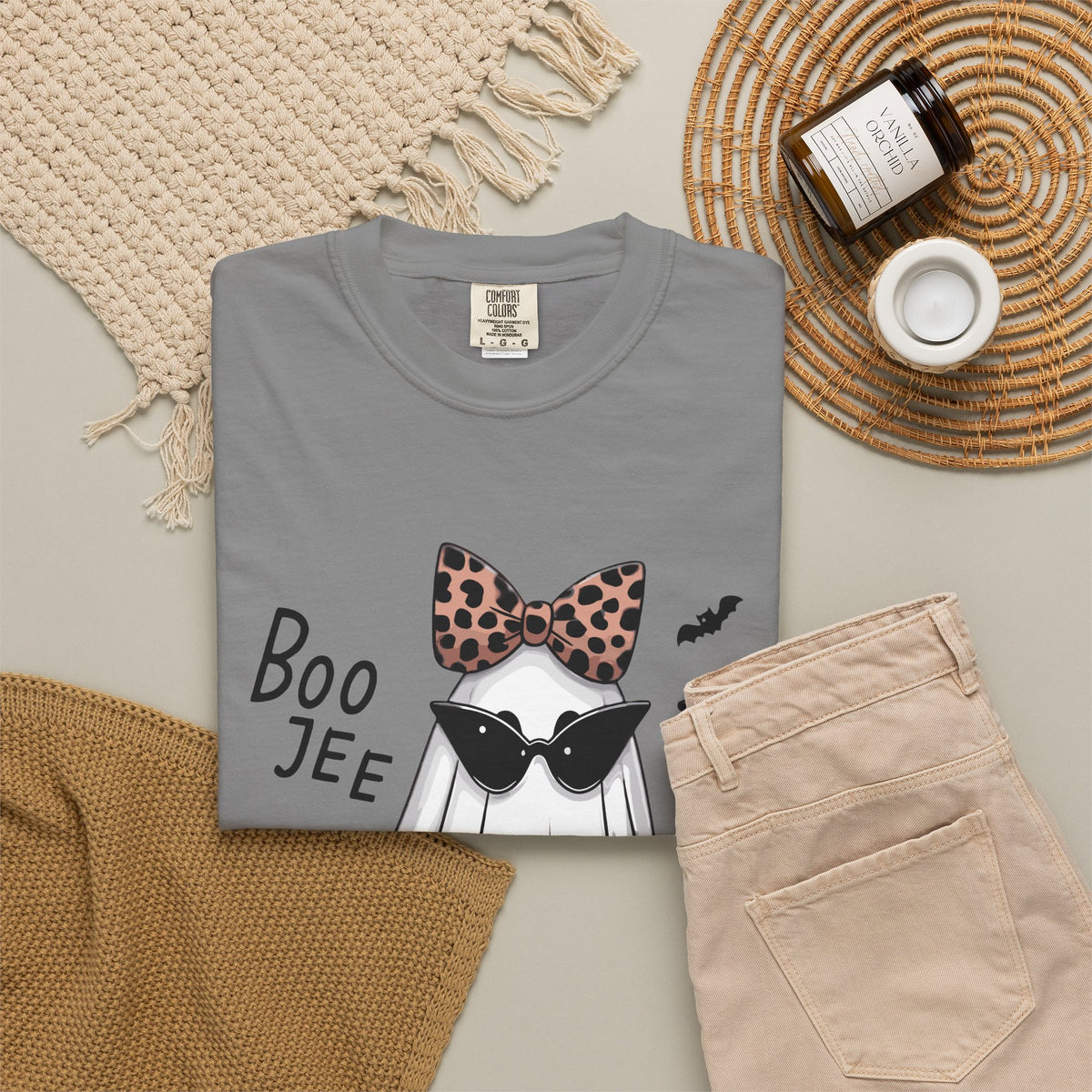 Boo Jee Leopard Ghost T‑Shirt — Cute Halloween Graphic Tee