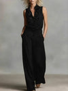 Sleeveless Linen Blend Matching Pant Set