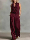 Sleeveless Linen Blend Matching Pant Set