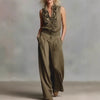 Sleeveless Linen Blend Matching Pant Set