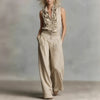 Sleeveless Linen Blend Matching Pant Set