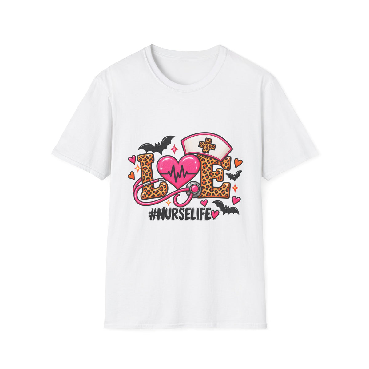 Nurse Life Love Graphic T-Shirt — #NURSELIFE Heart Stethoscope Design