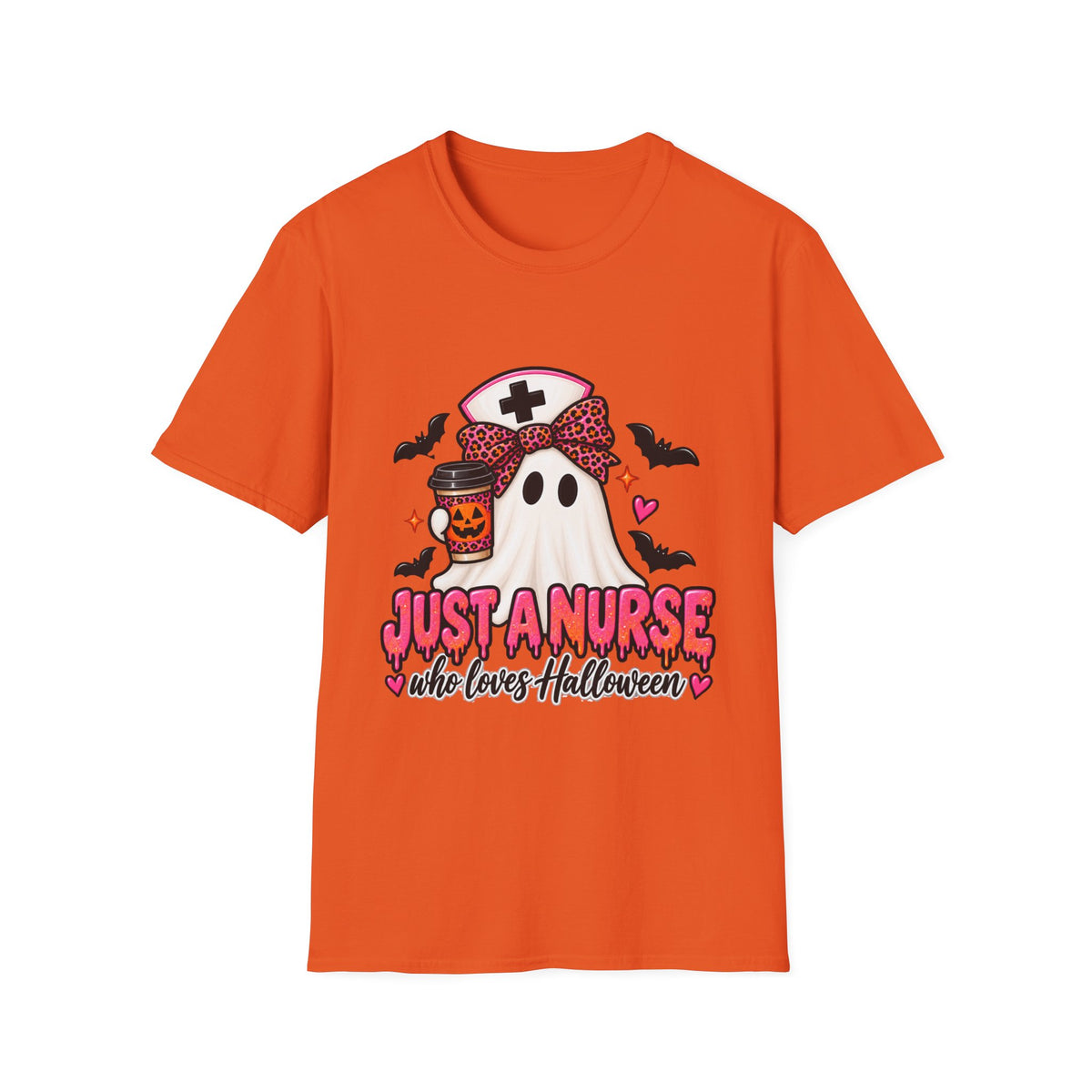 Halloween Nurse T‑Shirt – “Just a Nurse Who Loves Halloween” Ghost Design