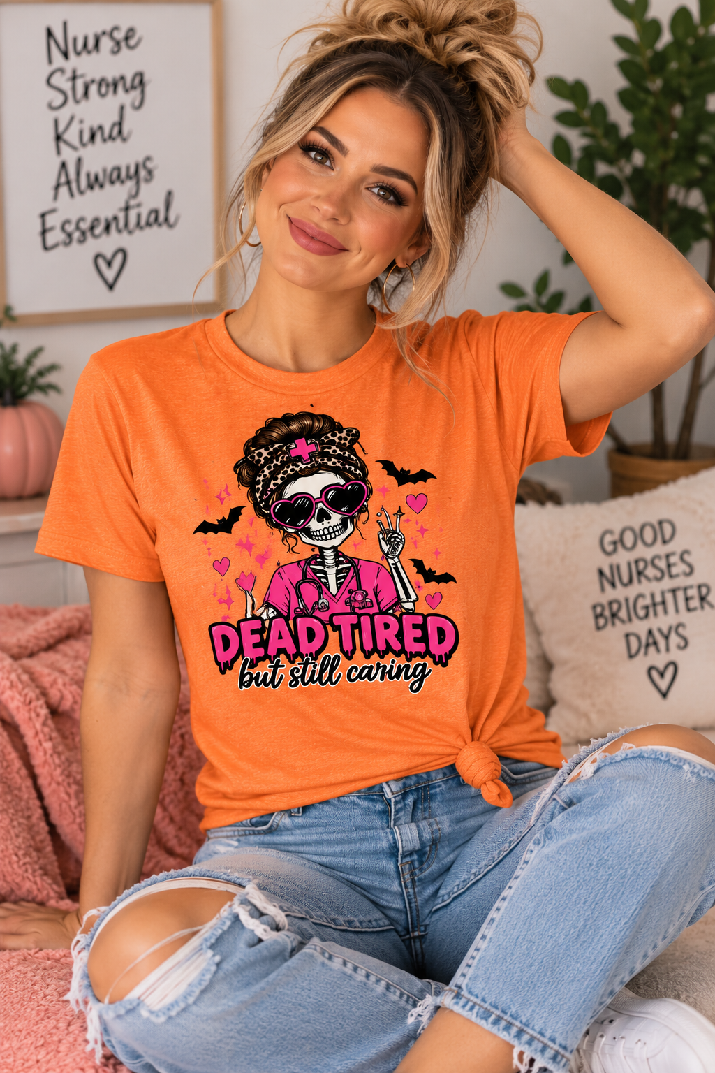 Dead Tired But Still Caffeinating Tee — Cute Skull Coffee Shirt