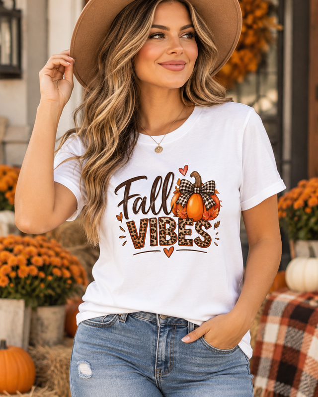 Fall Vibes T-Shirt — Leopard Pumpkin Graphic Tee