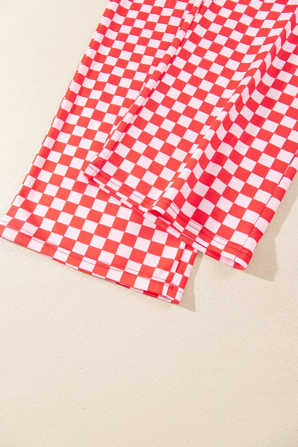Red Christmas Slogan Graphic Plaid Contrast Two-piece Pant Set