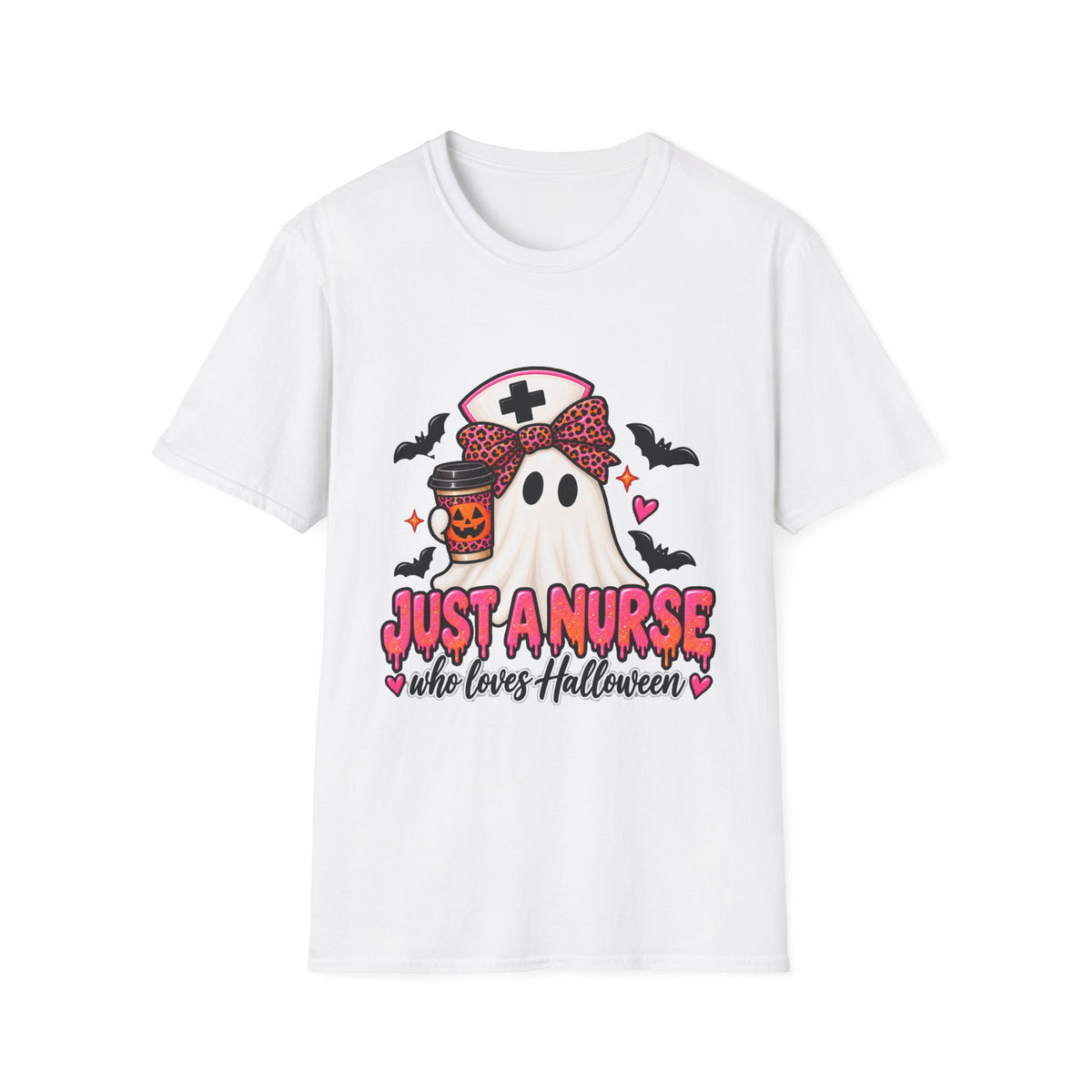 Halloween Nurse T‑Shirt – “Just a Nurse Who Loves Halloween” Ghost Design