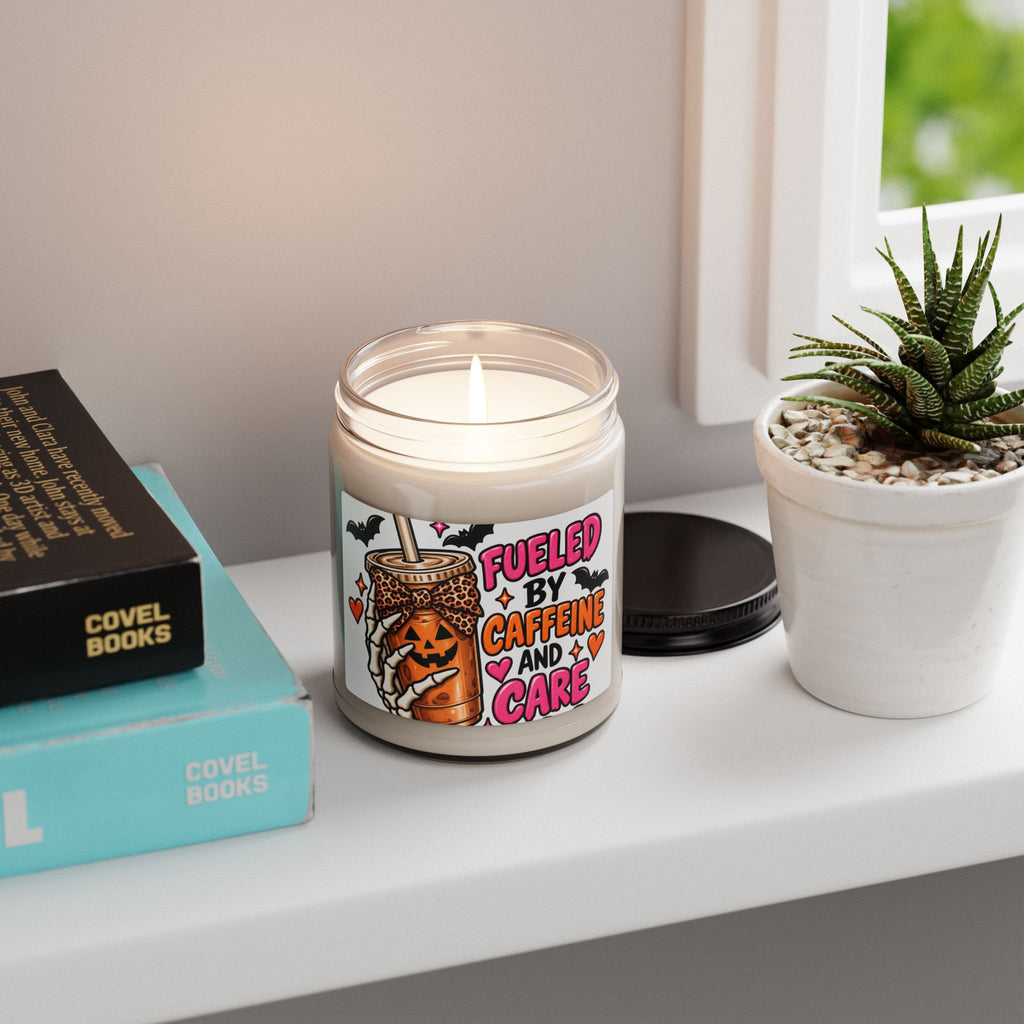 Fueled by Caffeine and Care Halloween Soy Candle — 9oz Scented Jar
