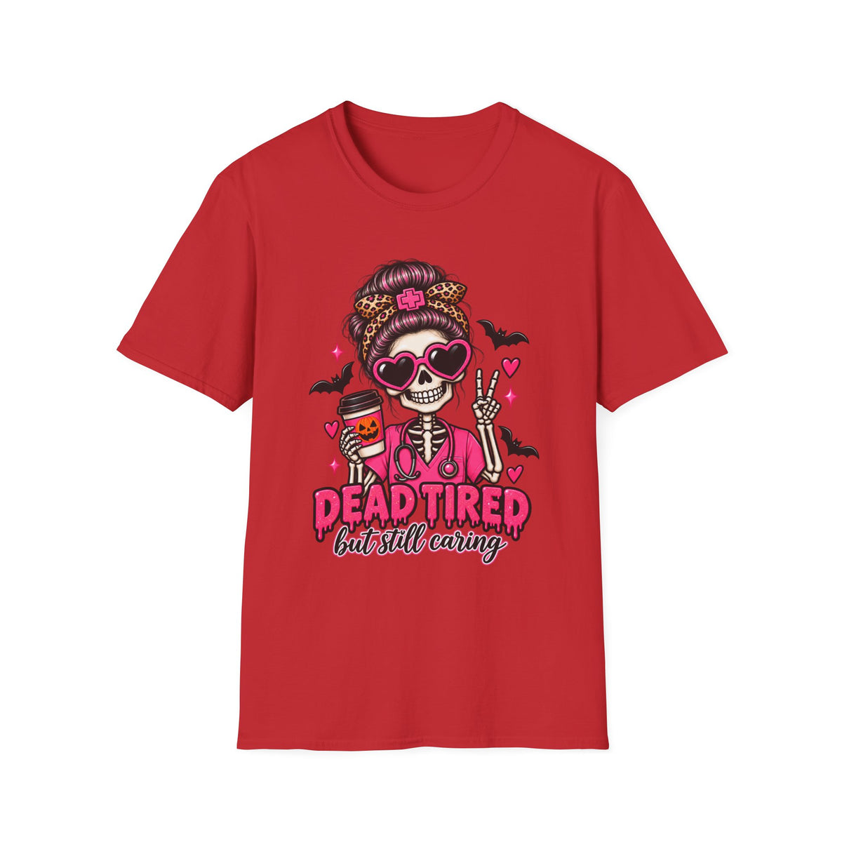 Dead Tired But Still Caffeinating Tee — Cute Skull Coffee Shirt