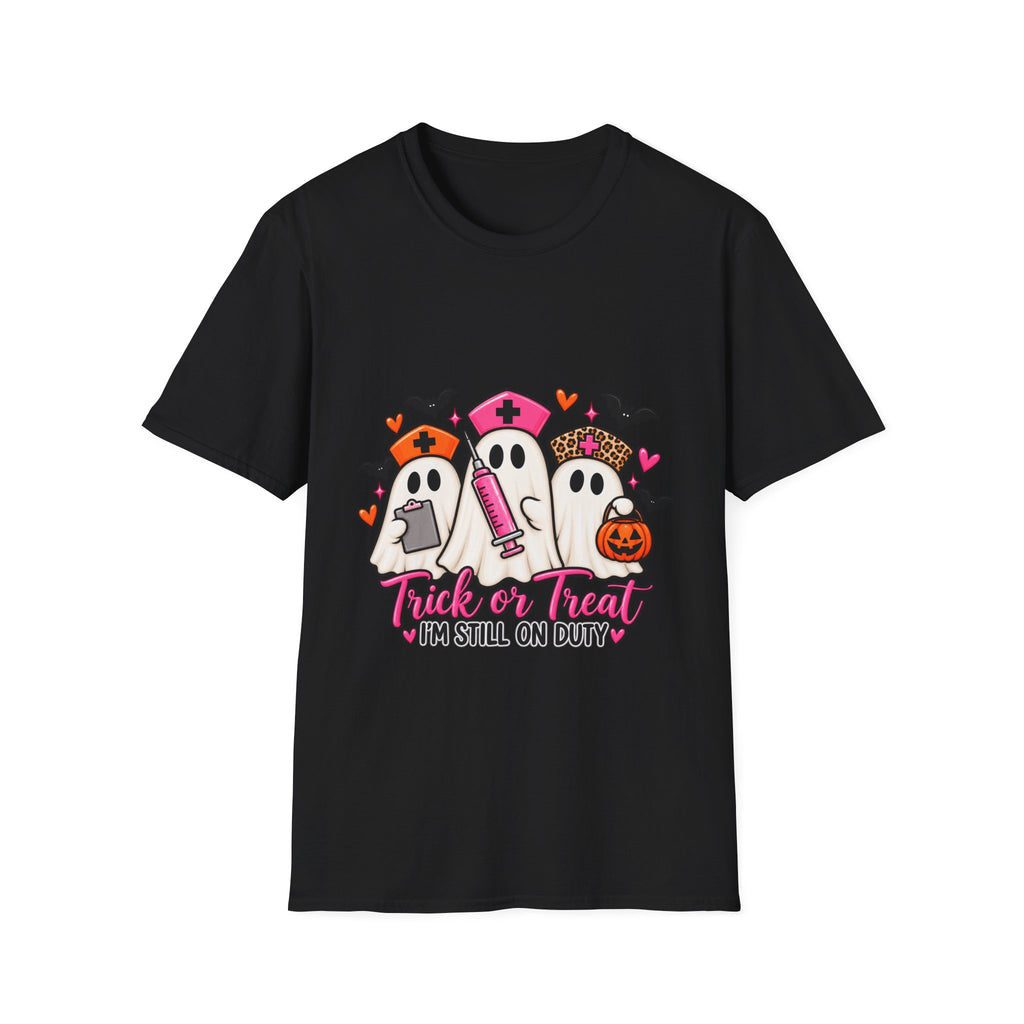 Halloween Nurse Ghosts T-Shirt – “Trick or Treat I’m Still On Duty”