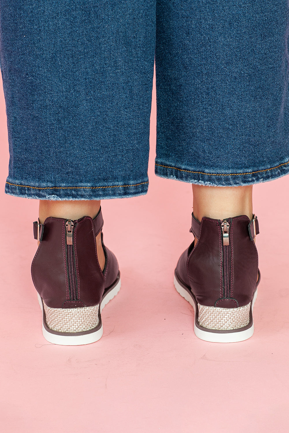 Brown PU Cutout Buckle Strap Platform Sandals