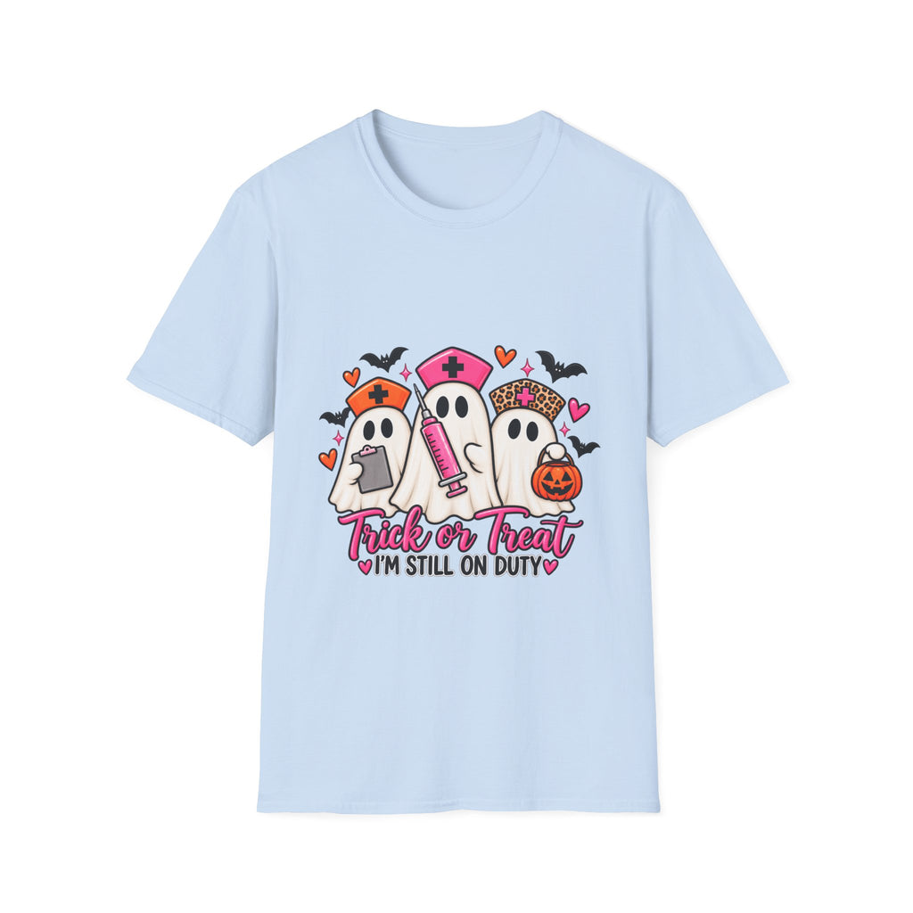 Halloween Nurse Ghosts T-Shirt – “Trick or Treat I’m Still On Duty”