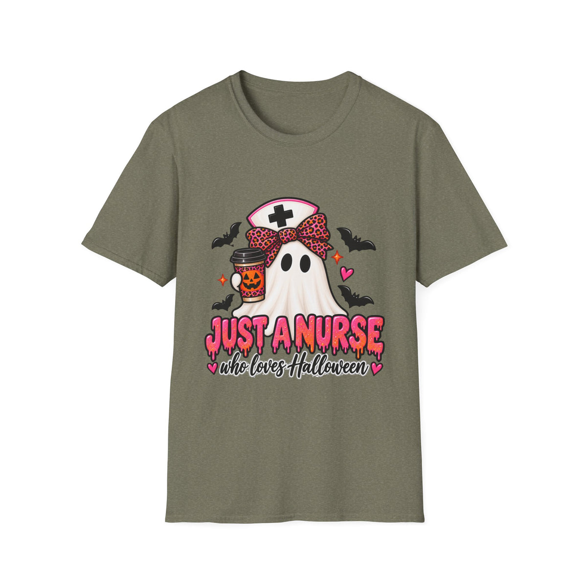 Halloween Nurse T‑Shirt – “Just a Nurse Who Loves Halloween” Ghost Design