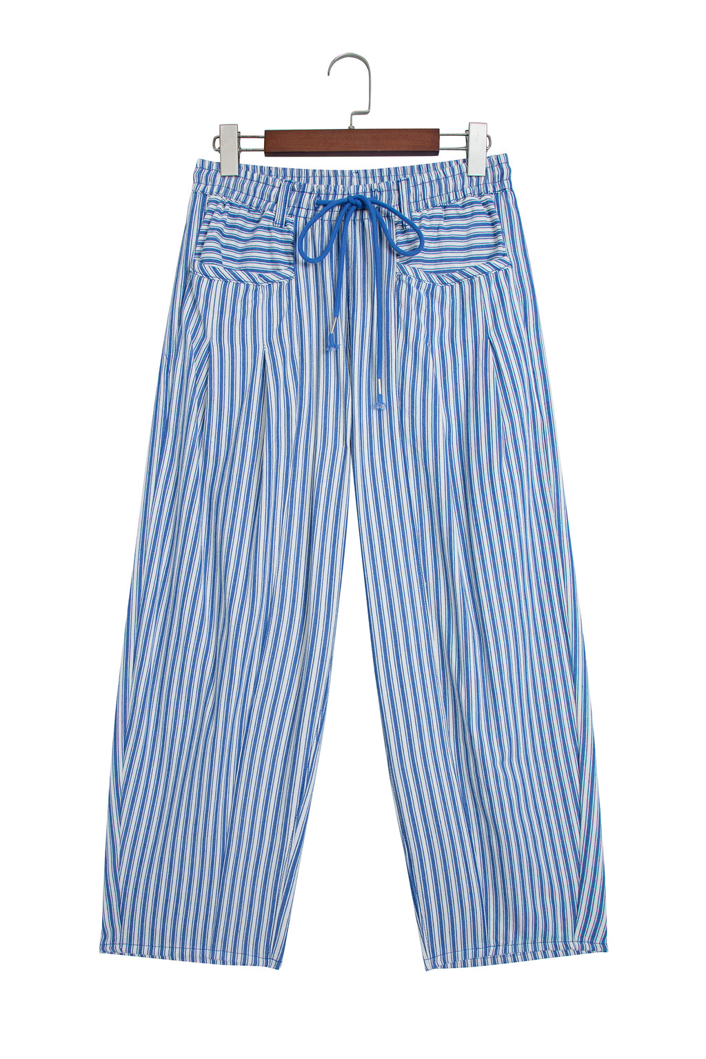 Blue Stripe Drawstring Casual Loose Pants