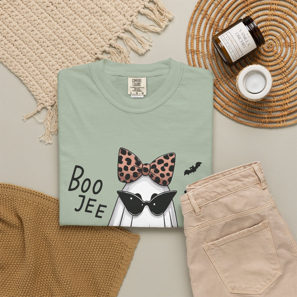 Boo Jee Leopard Ghost T‑Shirt — Cute Halloween Graphic Tee