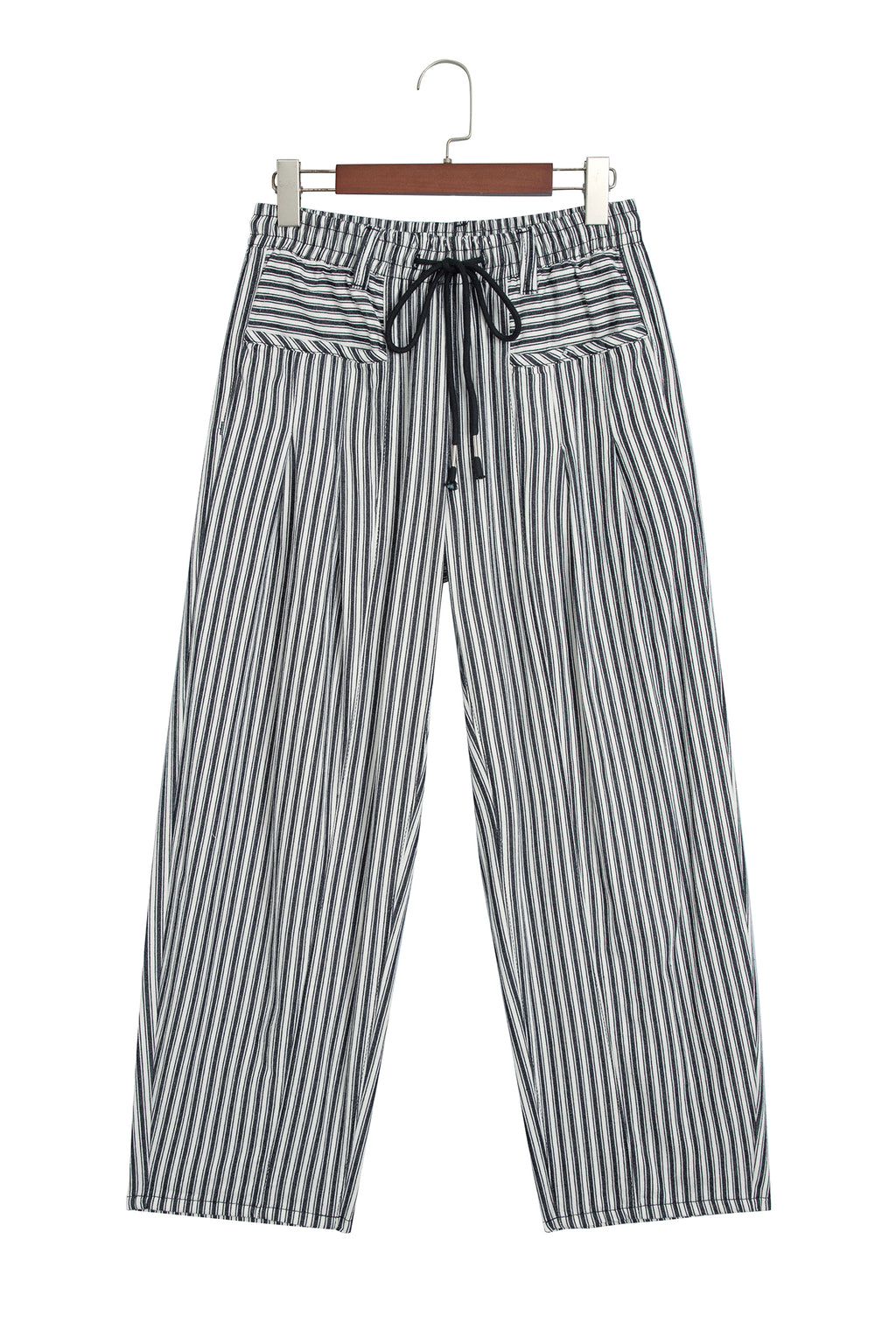 Blue Stripe Drawstring Casual Loose Pants