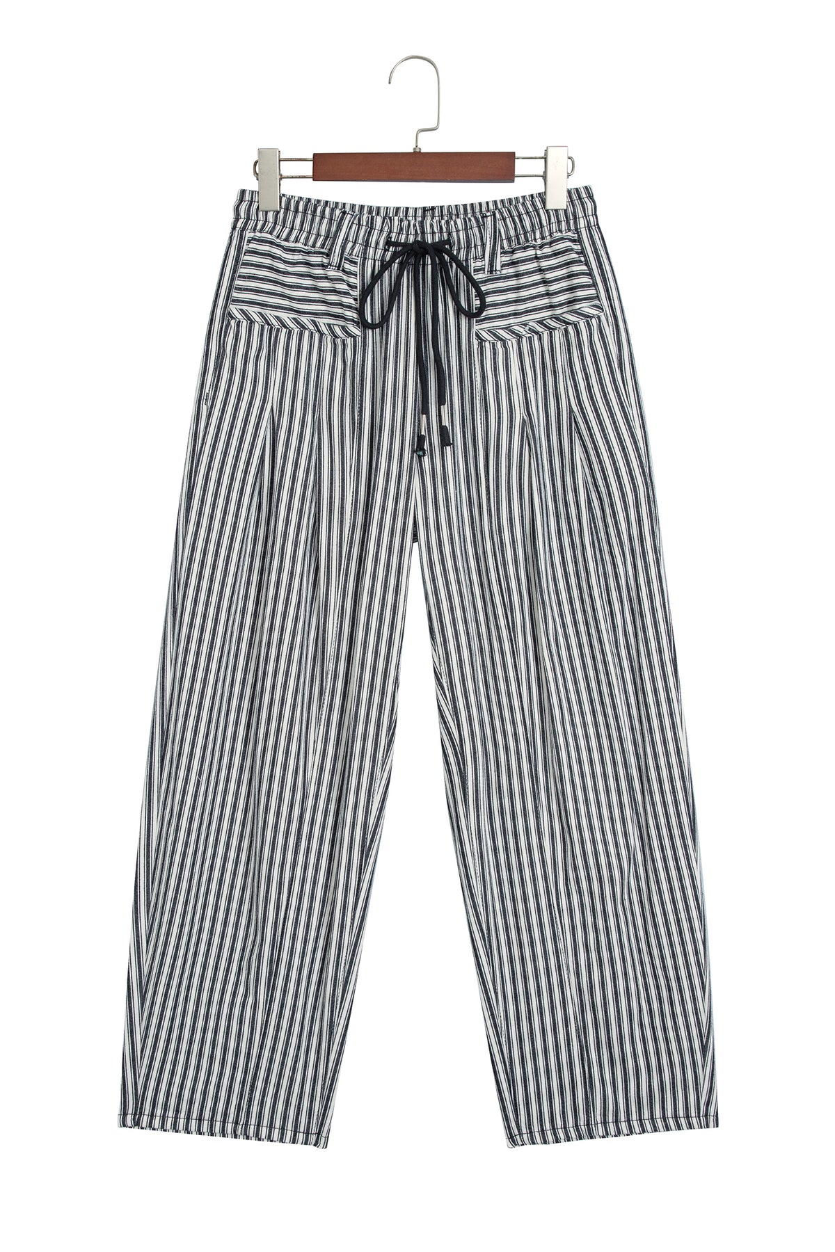 Blue Stripe Drawstring Casual Loose Pants