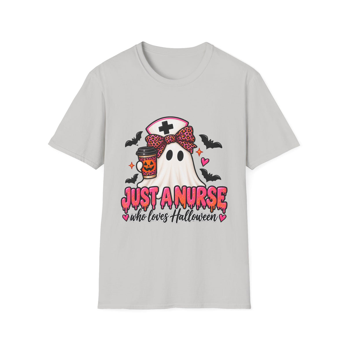 Halloween Nurse T‑Shirt – “Just a Nurse Who Loves Halloween” Ghost Design