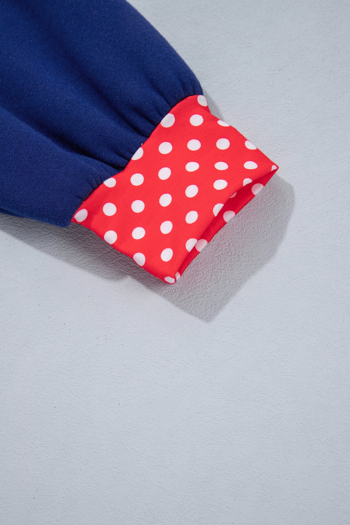 Grapefruit Orange Polka Dot Letter Print Contrast Trim Mock Neck Sweatshirt