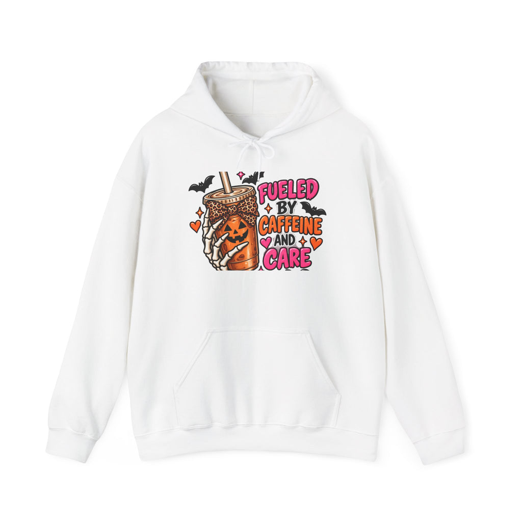 Hoodie — "Fueled by Caffeine and Care" Pumpkin Latte Graphic Hoodie