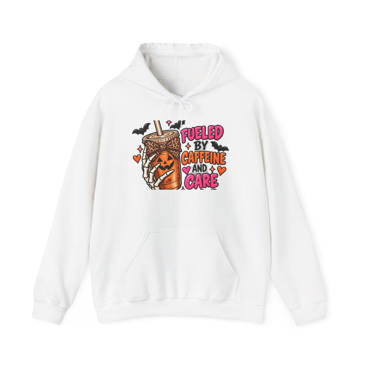 Hoodie — "Fueled by Caffeine and Care" Pumpkin Latte Graphic Hoodie
