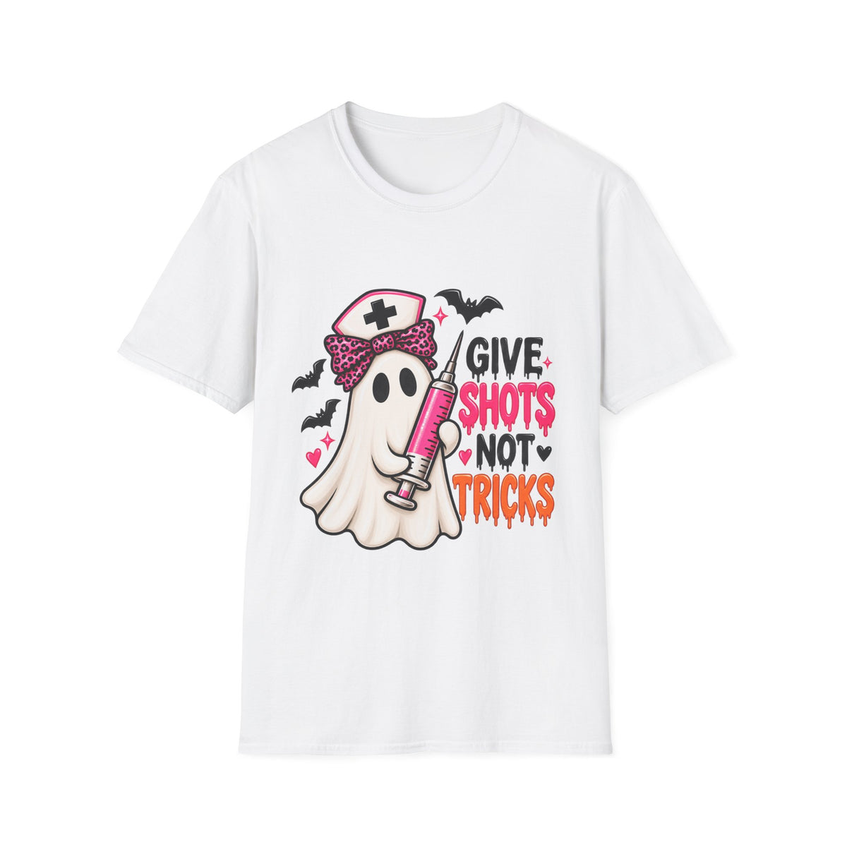 Halloween Nurse Ghost T‑Shirt — "Give Shots Not Tricks" Cute Medical Halloween Tee