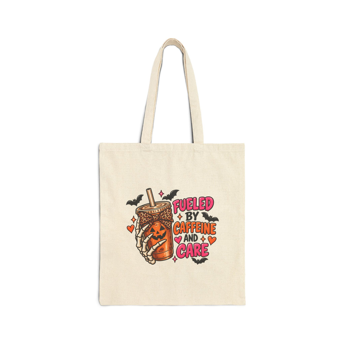 Tote Bag — "Fueled by Caffeine and Care" Coffee Halloween Tote