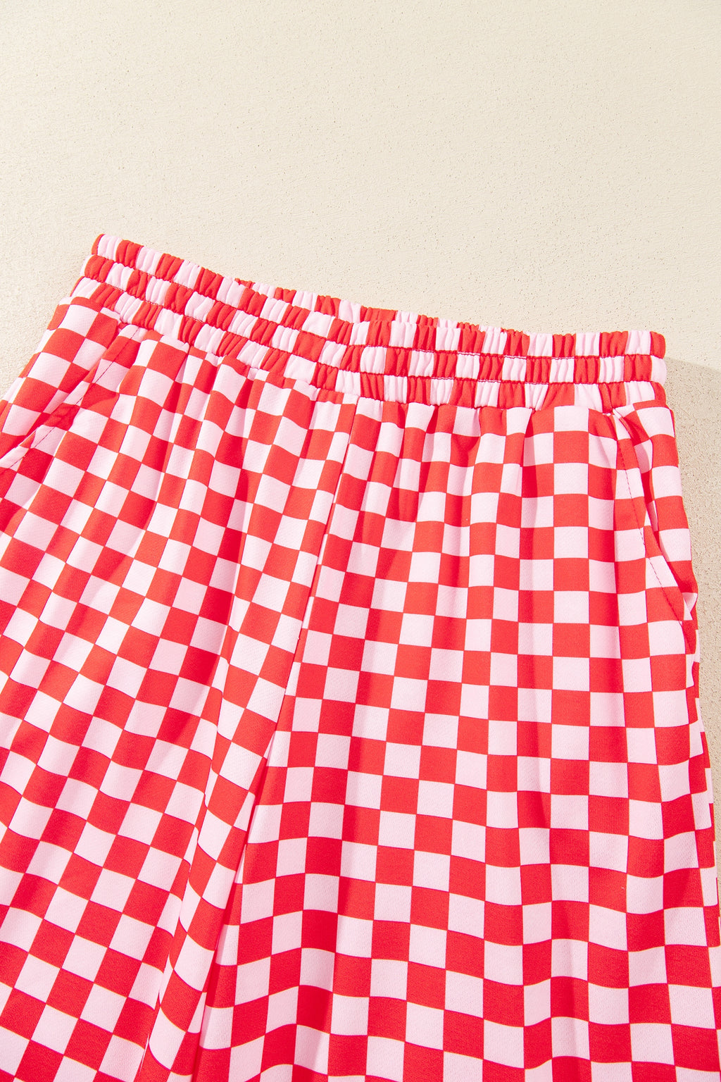 Red Christmas Slogan Graphic Plaid Contrast Two-piece Pant Set