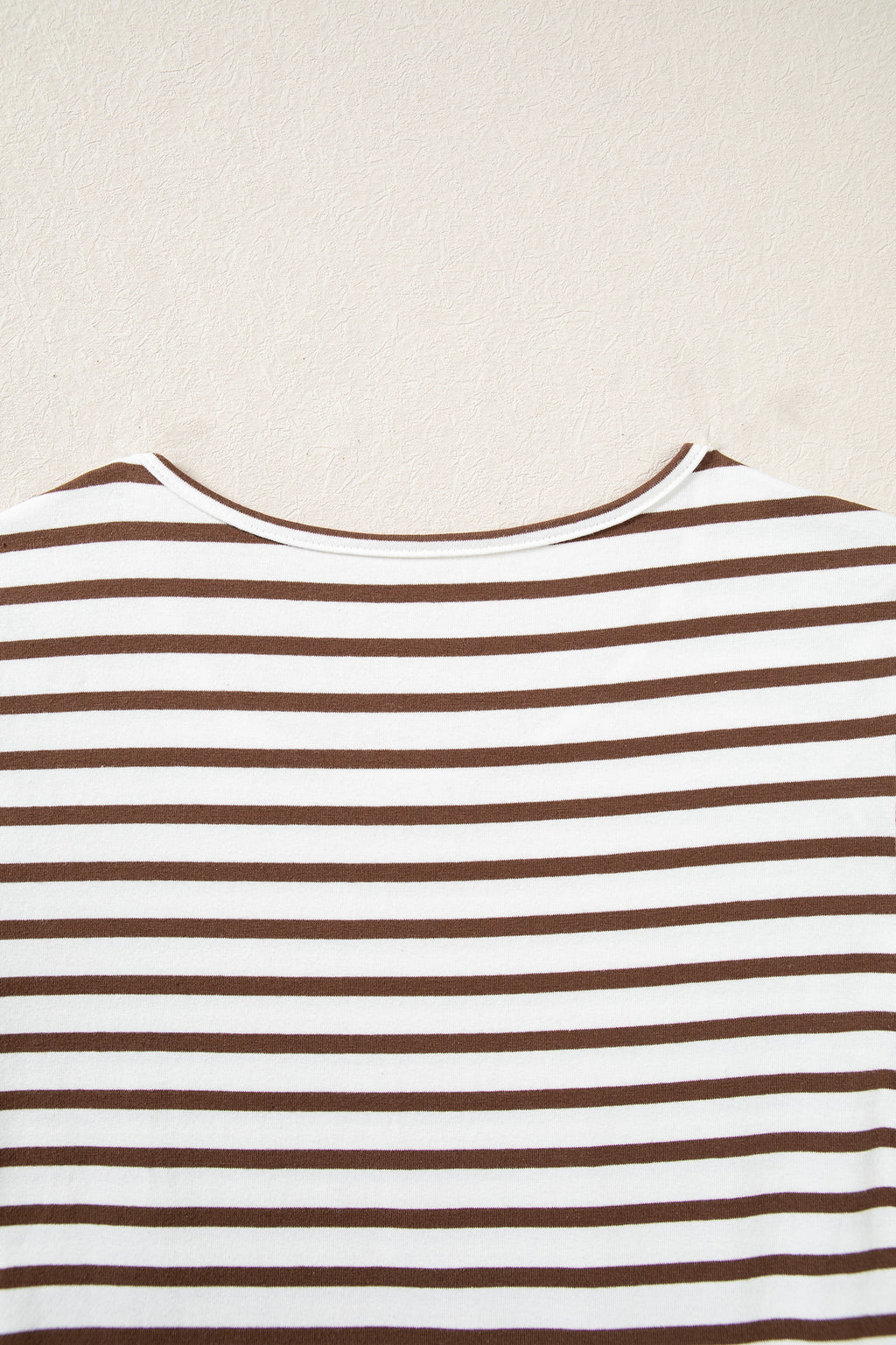 Brown Stripe Ribbed Knit Long Sleeve Bodice Contrast Patchwork Flared Dress