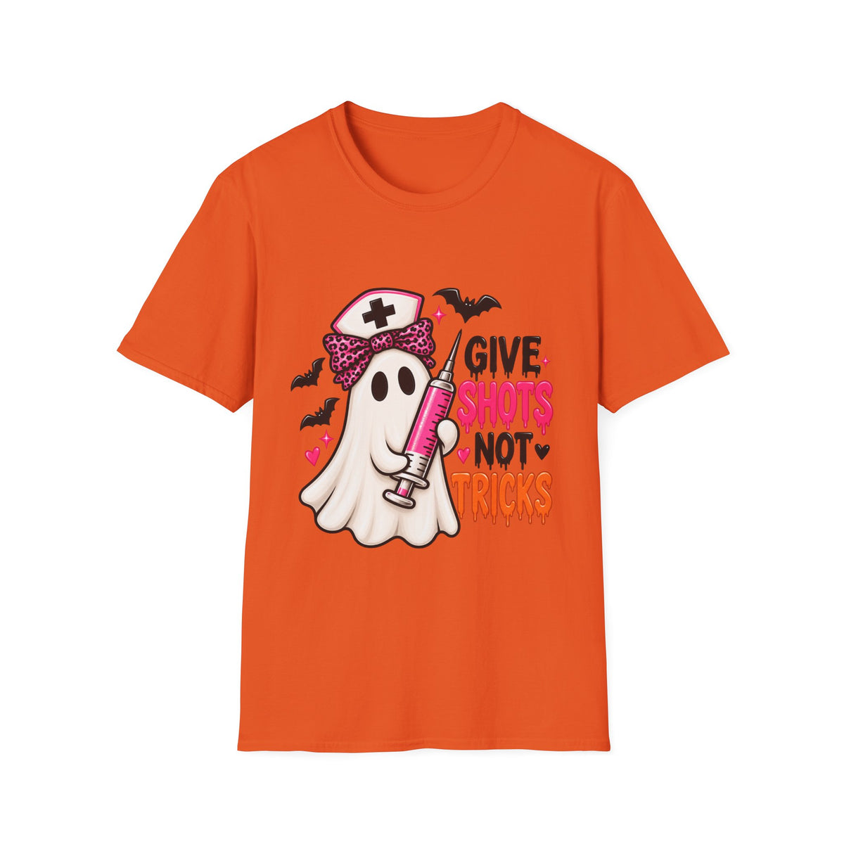 Halloween Nurse Ghost T‑Shirt — "Give Shots Not Tricks" Cute Medical Halloween Tee