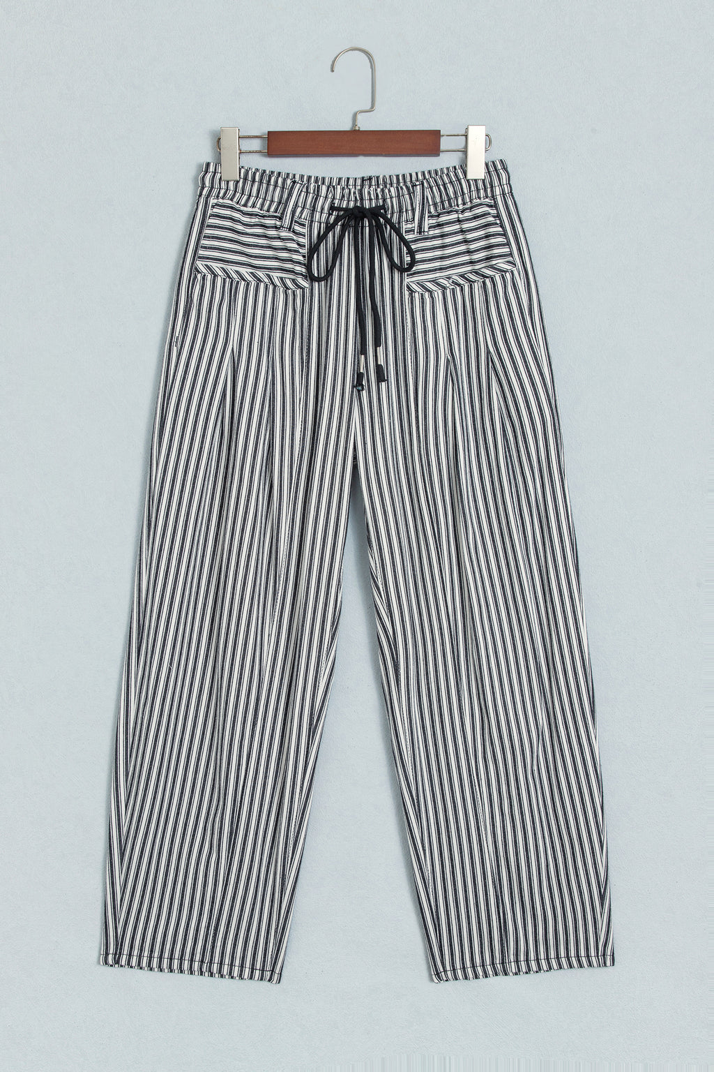 Blue Stripe Drawstring Casual Loose Pants