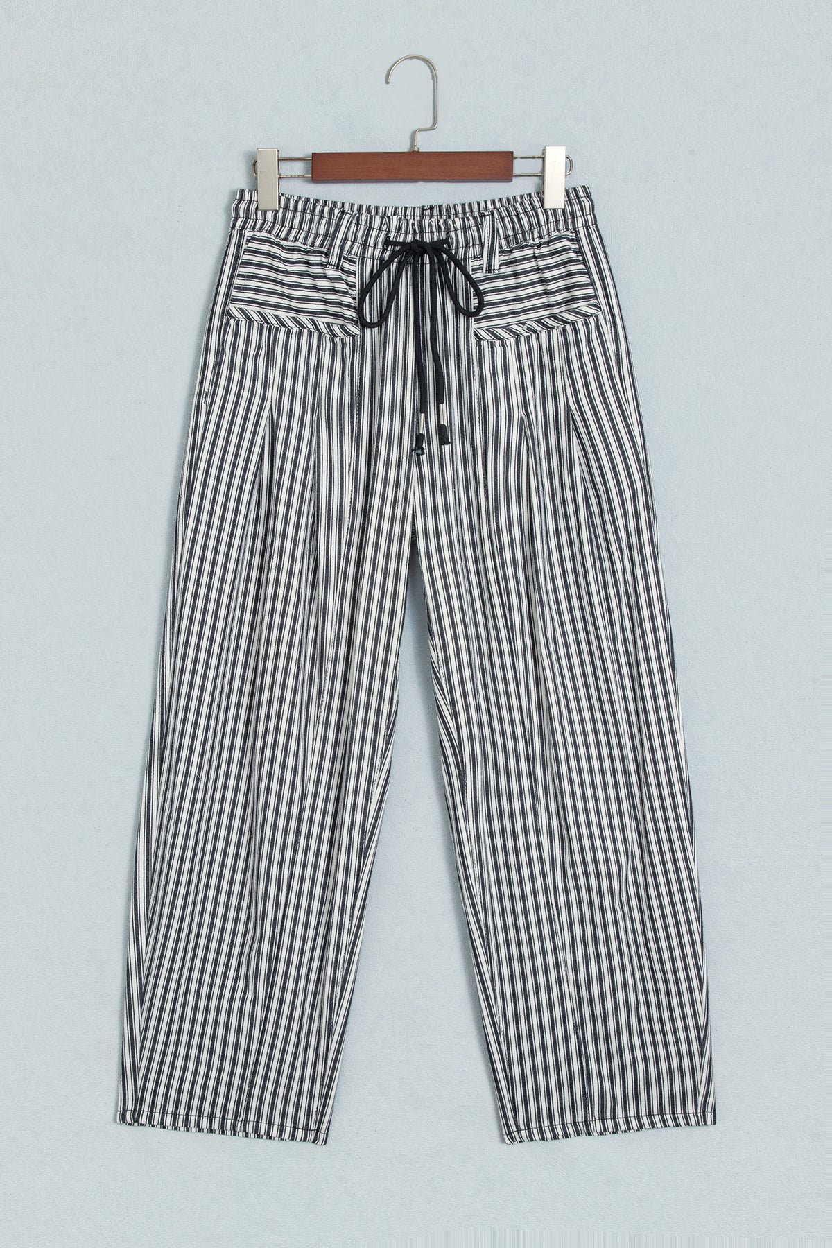 Blue Stripe Drawstring Casual Loose Pants